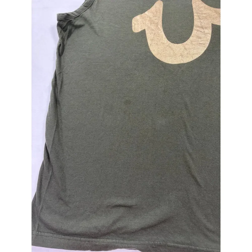 True Religion Brand Jeans Men’s XL Olive Sleeveless Tank Top‎ Horseshoe Logo Tee